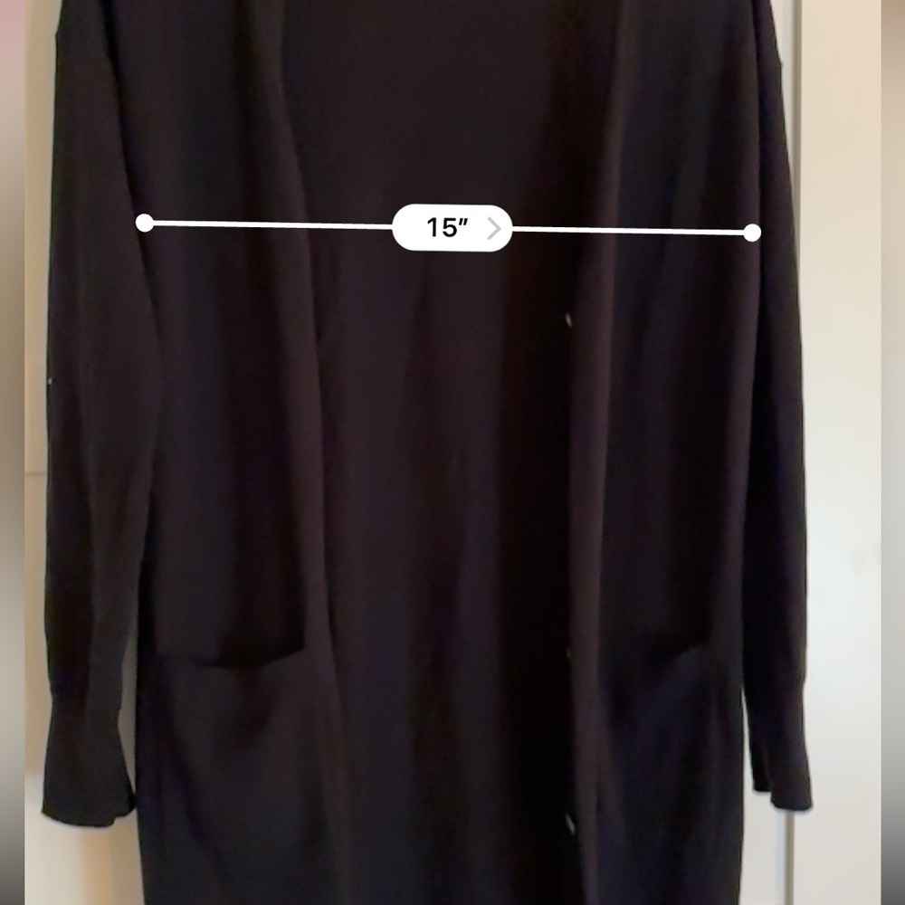 Nordstrom Signature Cotton and Cashmere Long Black Cardigan size XS - Picture 7 of 8